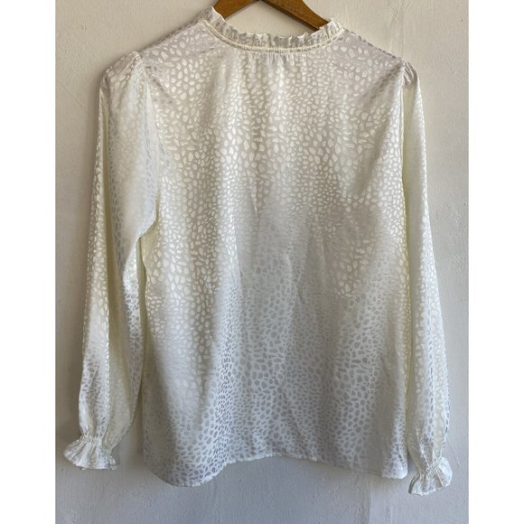 COPY - Status by Chenault Blouse Womens Top Medium Ivory Pebble Ruffle Neck Sle… - Picture 7 of 10